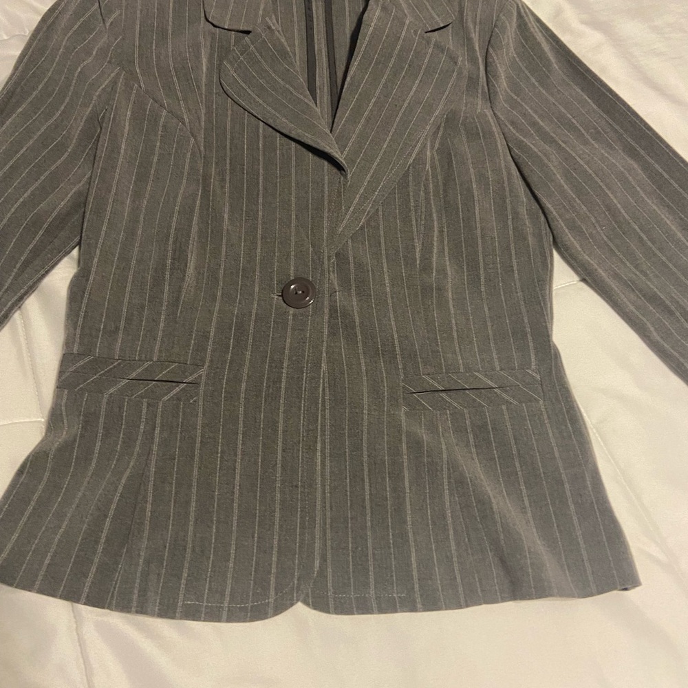 Women's Gray Pinstripe Blazer